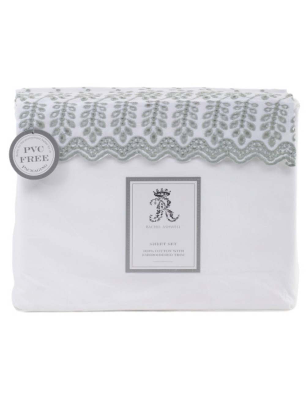 Rachel Ashwell White Sheet Set with eyelet trim